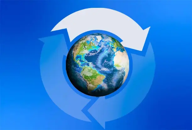 Earth with symbolic recycling arrows