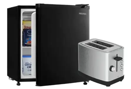 Mini fridge, toaster