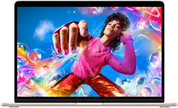 شاشة ماك بوك تعرض صورة ملونة لتوضيح نطاق الألوان ودقة شاشة ليكويد ريتينا