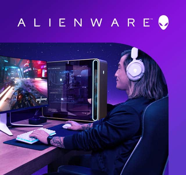 Alienware, person, desk