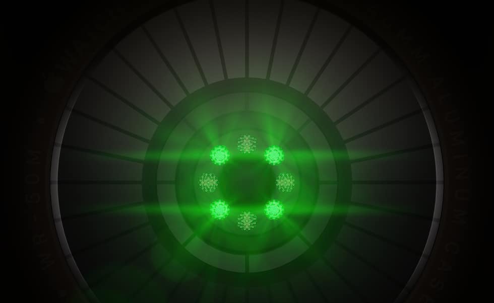 Health Sensing System with multiple round sensors with glowing green LED lights
