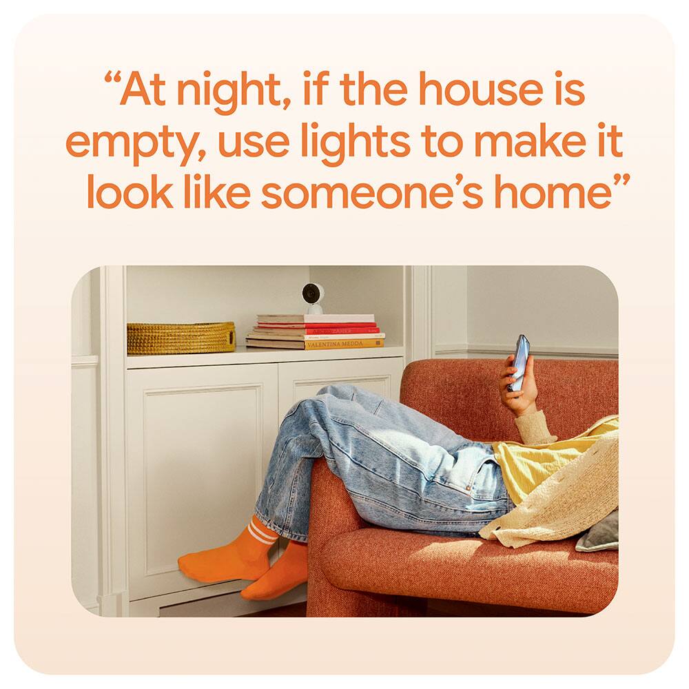 “At night, if the house is empty, use lights to make it look like someone’s home.”