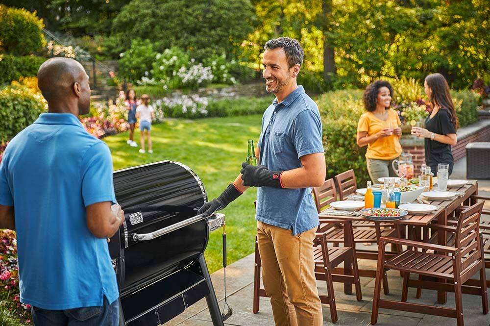 People using a pellet grill
