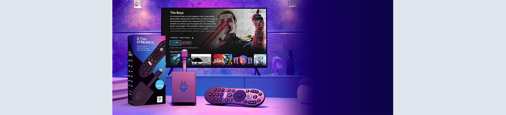 Streaming media player with TV in background