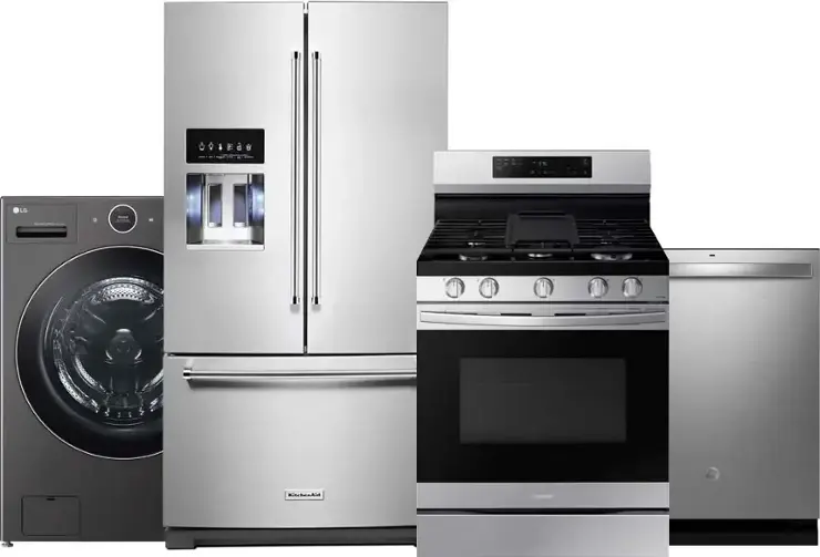 Refrigerator, range, washer, dishwasher