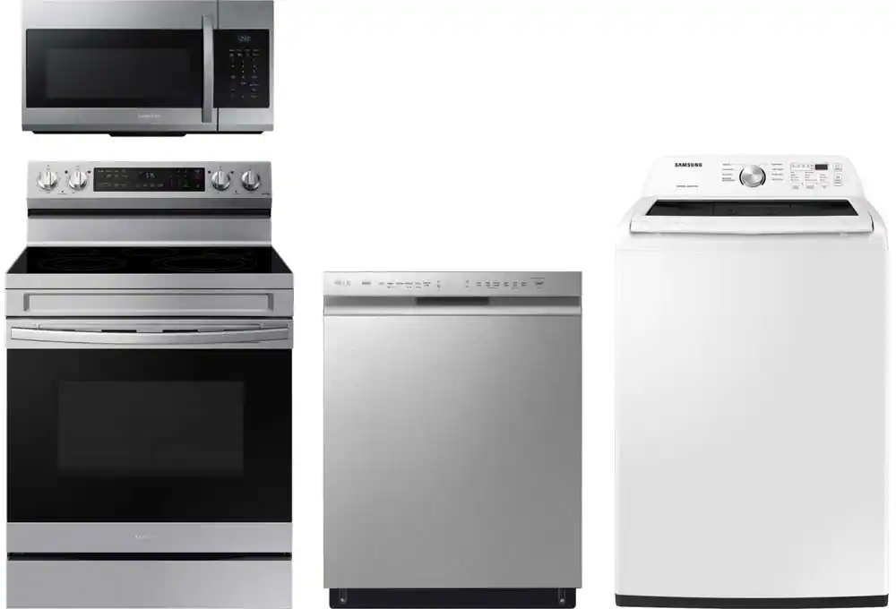 Range, dishwasher, washer, microwave