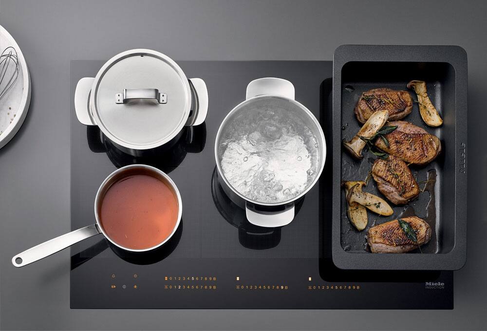 Pans on cooktop