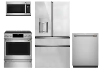Microwave, range, refrigerator, dishwasher
