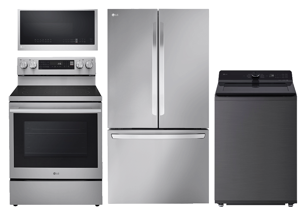 Refrigerator, washer, microwave, range