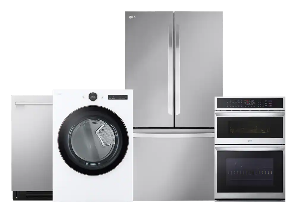 Refrigerator, range, wall oven, washer