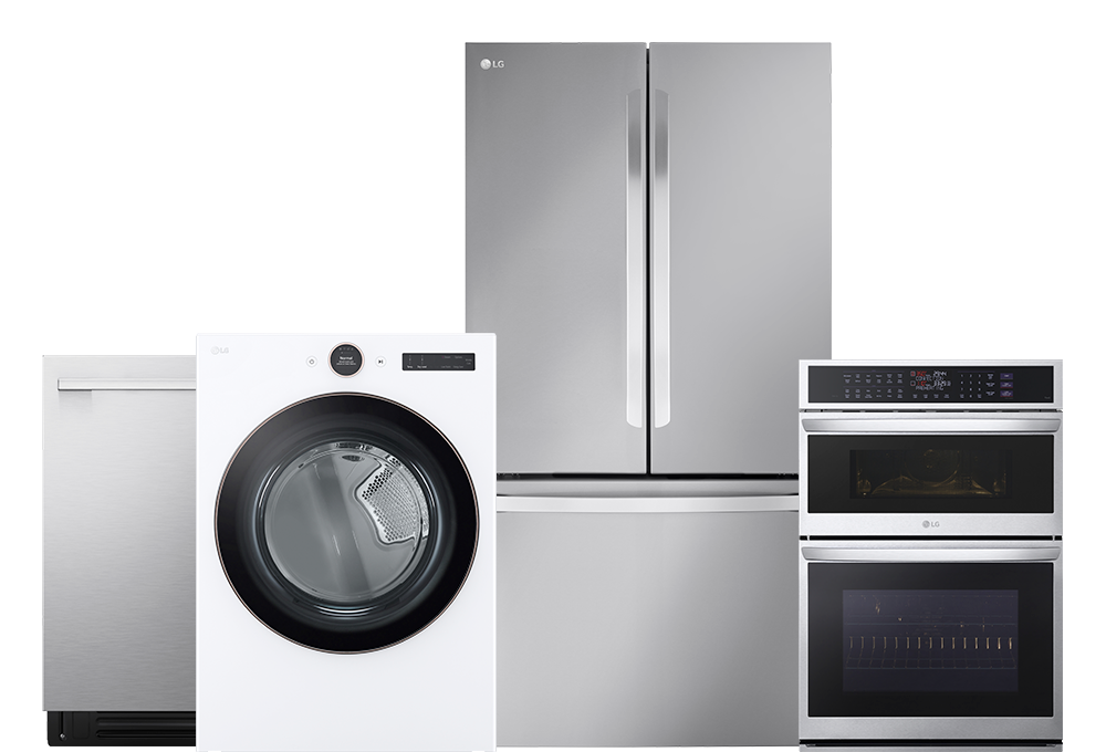 Refrigerator, range, wall oven, washer
