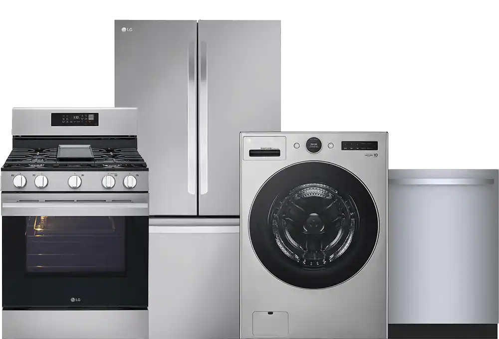 Range, refrigerator, washer, dishwasher