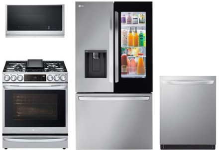 Microwave, range, refrigerator, dishwasher