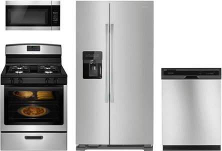 Stainless steel refrigerator, range, dishwasher and microwave