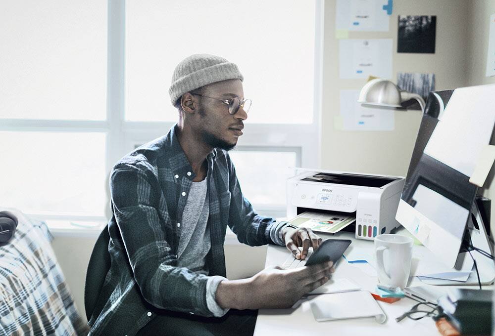 College student studying at desk