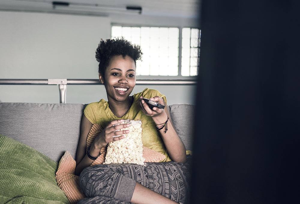 Student watching movie