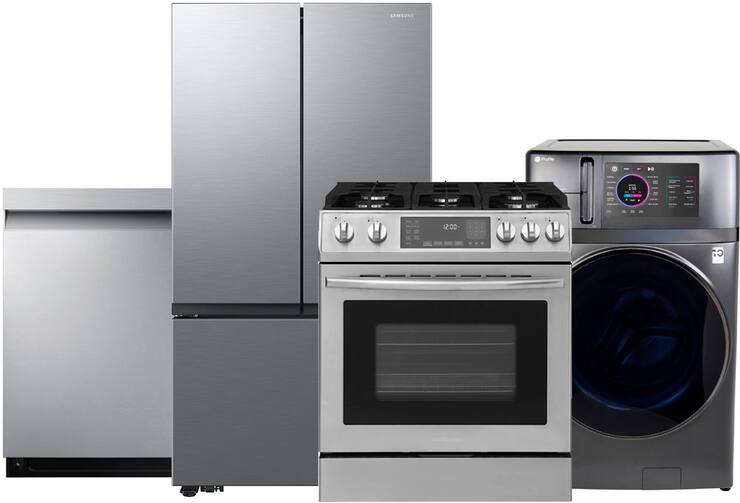 Dishwasher, refrigerator, washer, range