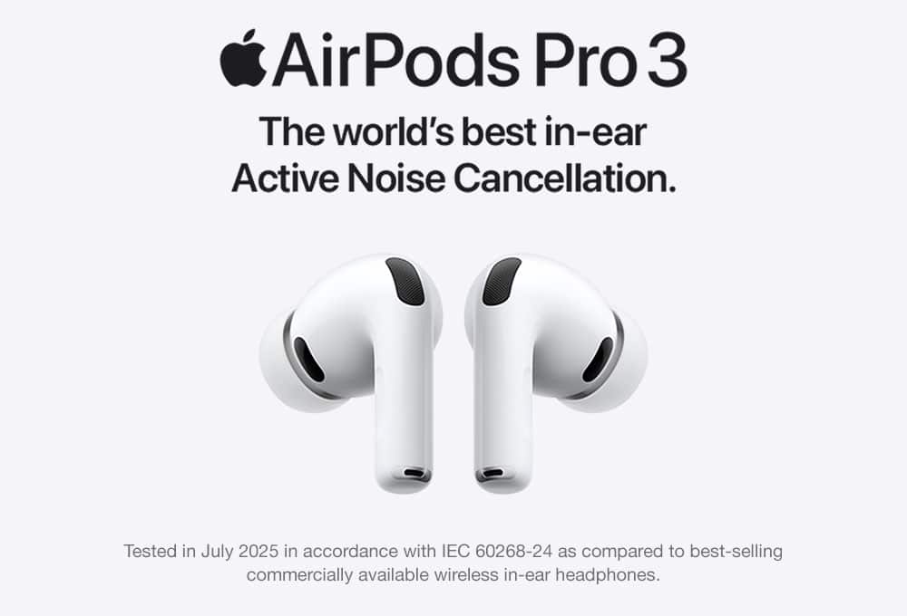 AirPods Pro 3, the world's best in ear active noise cancellation