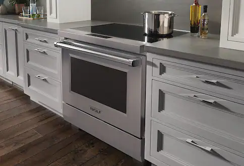 Gray kitchen, range