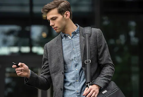 Person looking at two-way remote