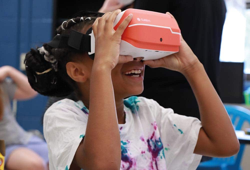 Girl with VR headset.