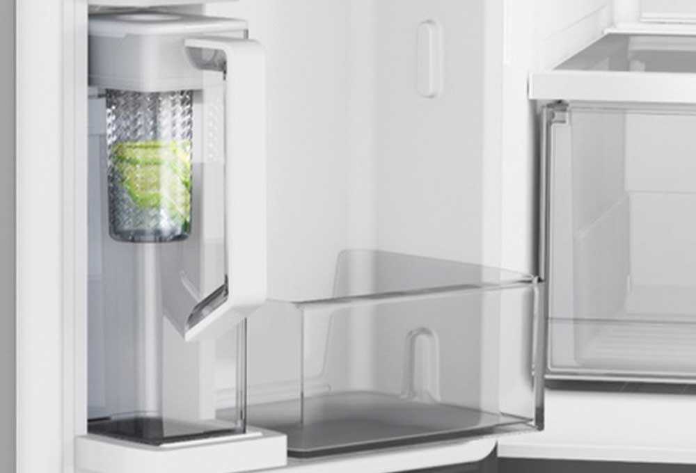 Water pitcher with infuser inside refrigerator door