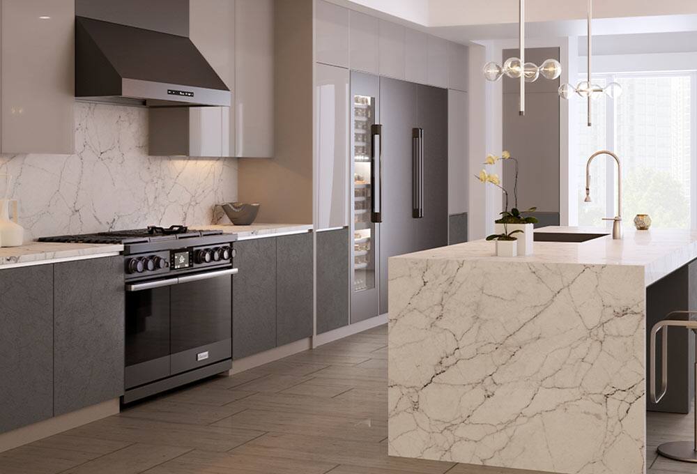 Black luxury appliance suite in modern kitchen