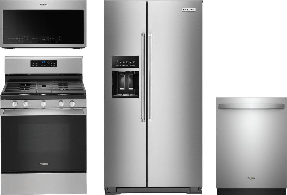 Refrigerator, dishwasher, microwave, range
