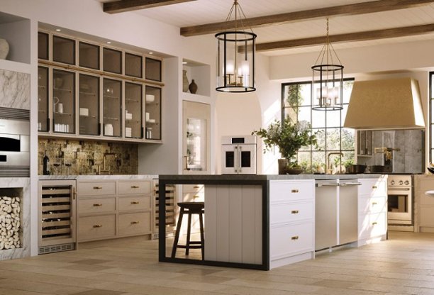 Neutral-colored kitchen with stainless steel appliances