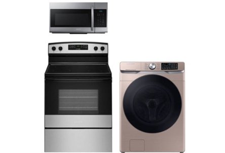 Range, microwave, and washer