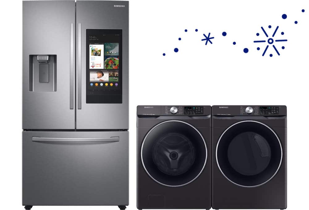 Refrigerator, washer and dryer