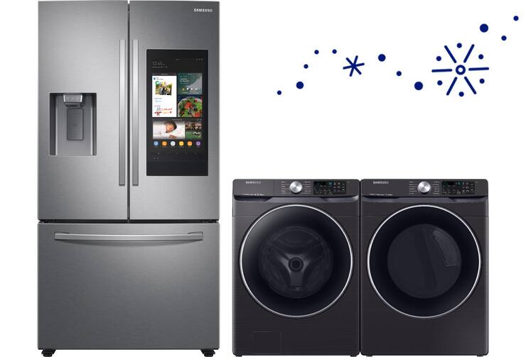 Refrigerator, washer and dryer