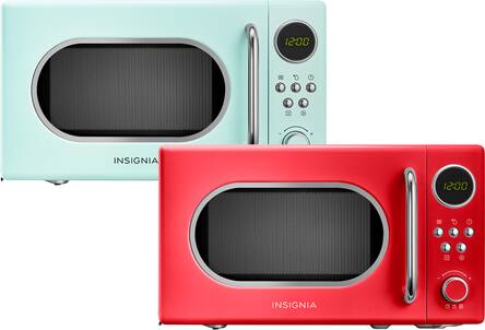 Red microwave, mint green microwave