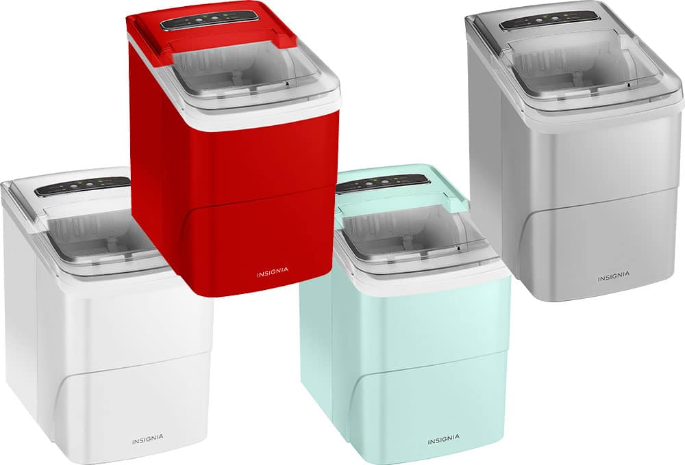 Red ice maker, mint green ice maker, white ice maker