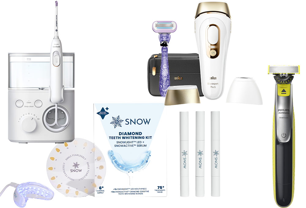 Electric water flosser, hair trimmer kit, hair removal kit, teeth-whitening kit