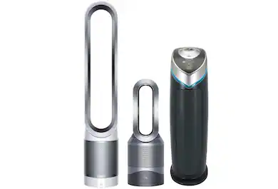 Silver air purifiers, black and silver air purifier