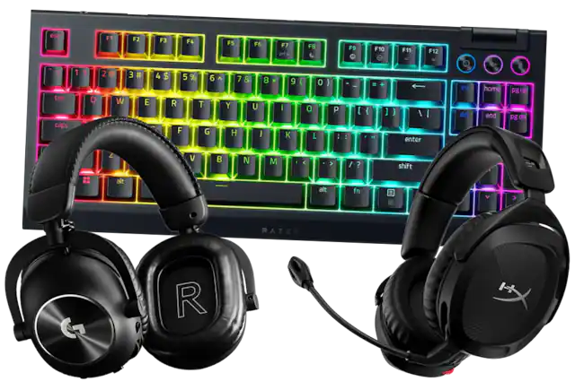 Gaming keyboard and headsets