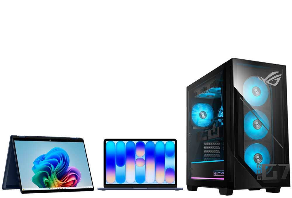 Desktop, laptop, MacBook