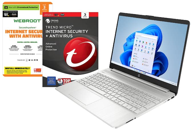 Internet security software, laptop