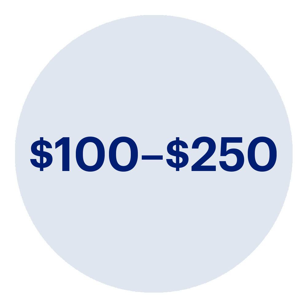 $100–$250