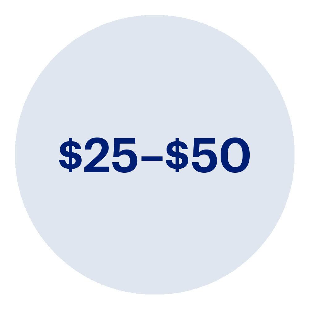 $25–$50