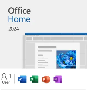 Office Home 2024; icons for 1 user, Word, Excel, PowerPoint, OneNote