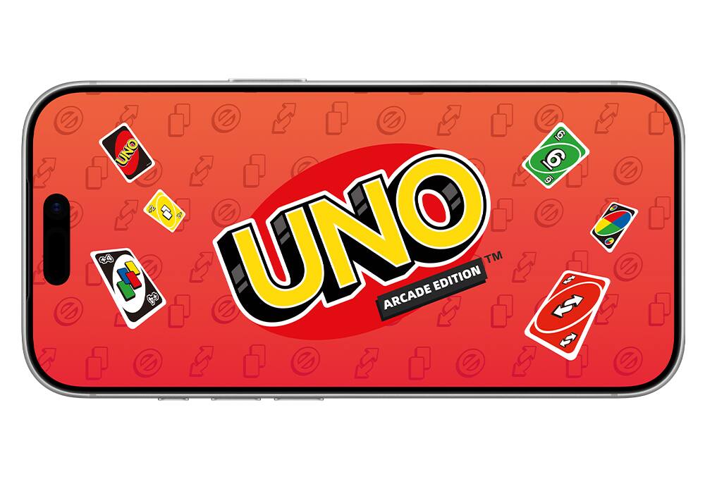 UNO Arcade Edition displayed on a phone with UNO game cards