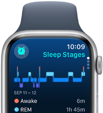 Apple Watch Series 9 showing Sleep Stages information