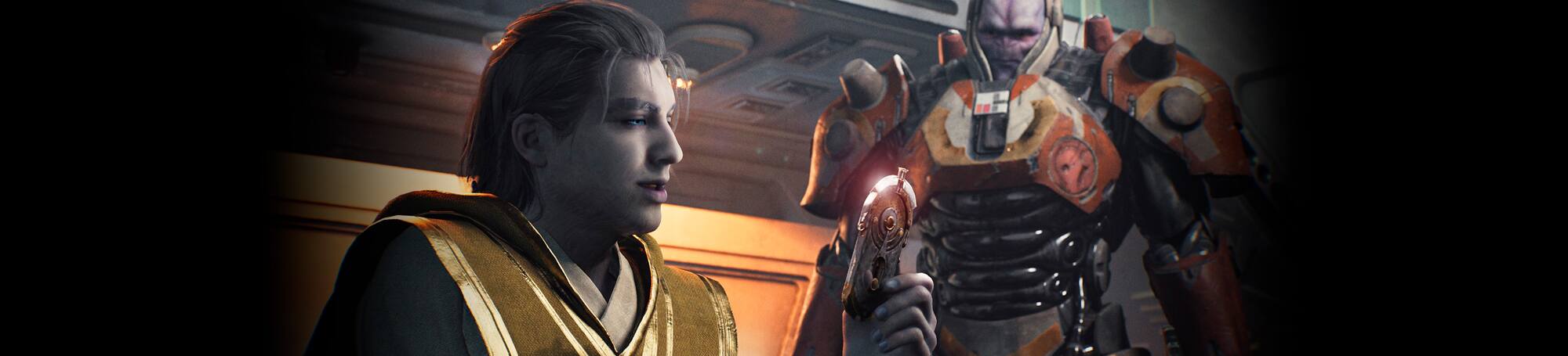 Man and creature having conversation