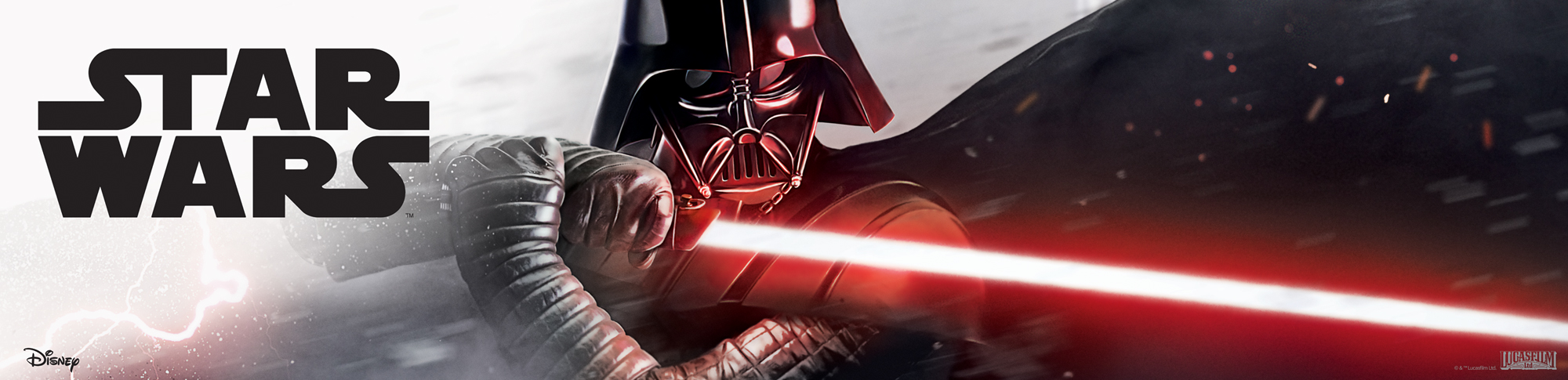 Star Wars. Darth Vader holding light saber. Disney. Lucasfilm.