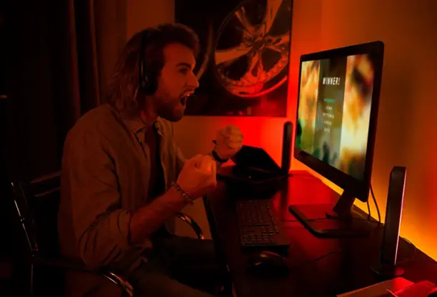 Man playing video game