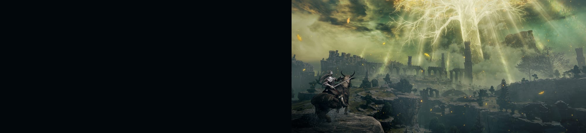 Knight on horseback viewing castle