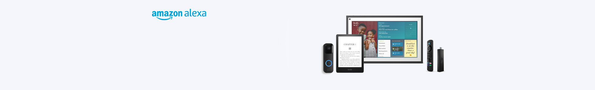Amazon Alexa, Video doorbell, e-reader, smart display and streaming media player