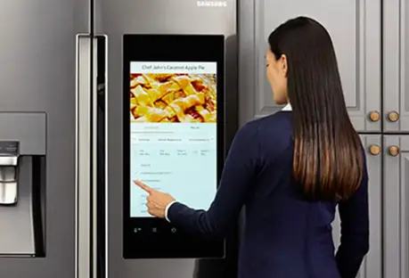 Person with refrigerator